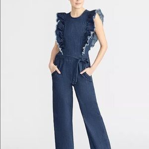 RACHEL Rachel Roy Nikita Denim Ruffled Jumpsuit